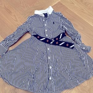 Polo Black and White Striped Shirtdress